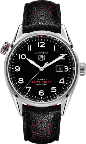 TAG Heuer Carrera Calibre 5 Drive Timer 43 Stainless Steel / Black / Calf